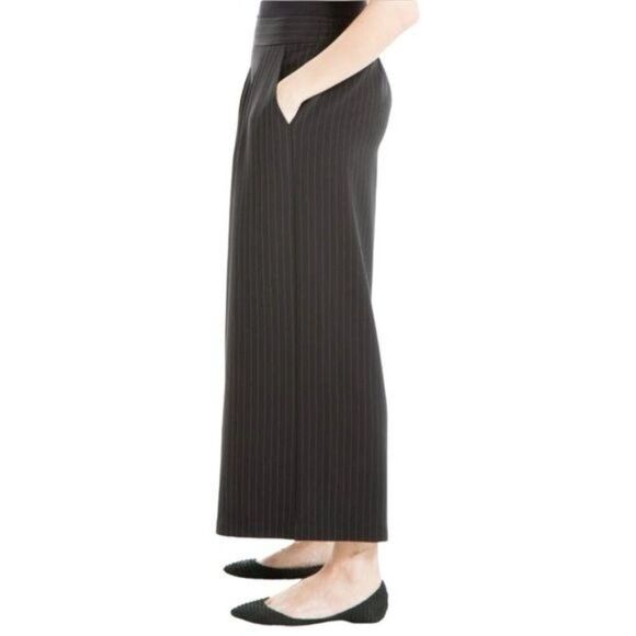 New Max Studio Pinstripe Twill Wide Leg Pants in Black Size L - Picture 4 of 8